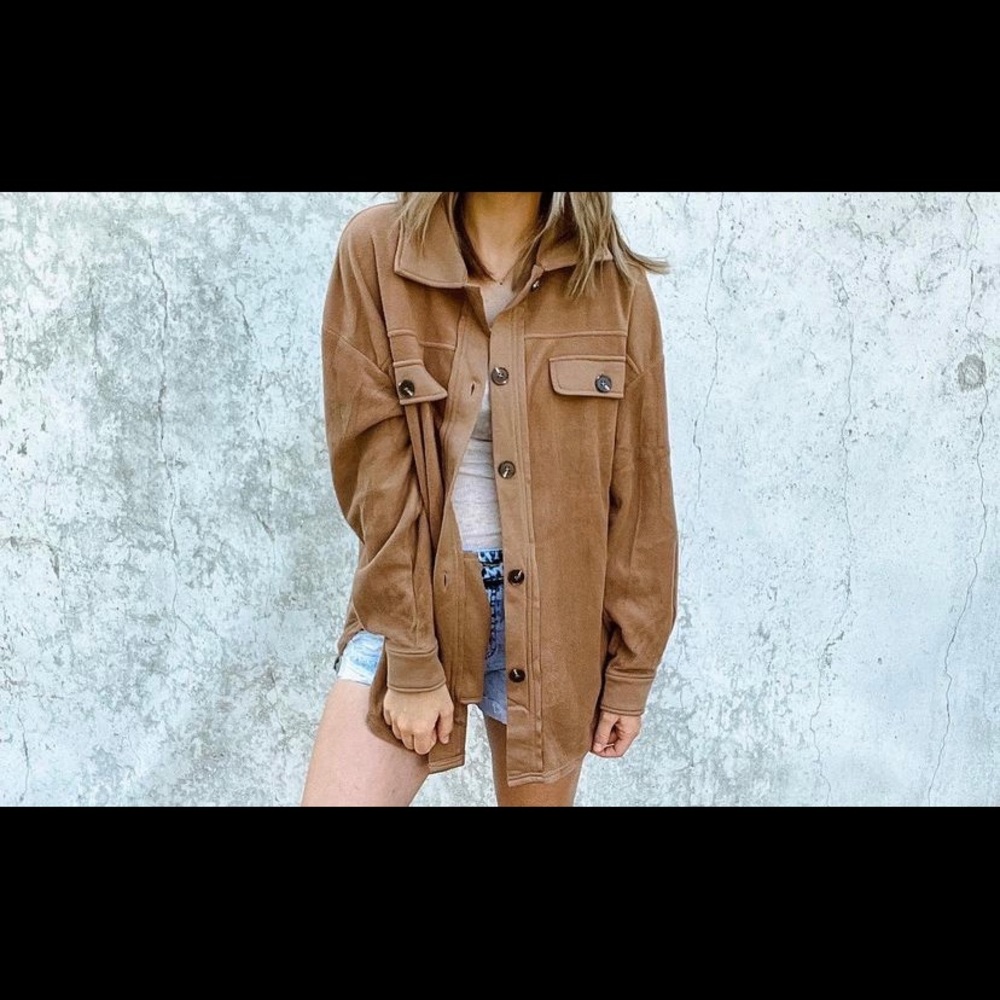 La Miel Camel Fleece Shacket